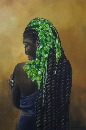 ▷ Verdant Soul 2 - 21st Century, Contemporary, Figurative Mixed Media, Africa Women by Damilola Olusegun, 2025 | Mixed Media Painting Special Offer