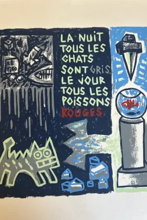 Super Sale ▷ La nuit tous les chats sont gris by Speedy Graphito, 1986 | Lithography Paintings