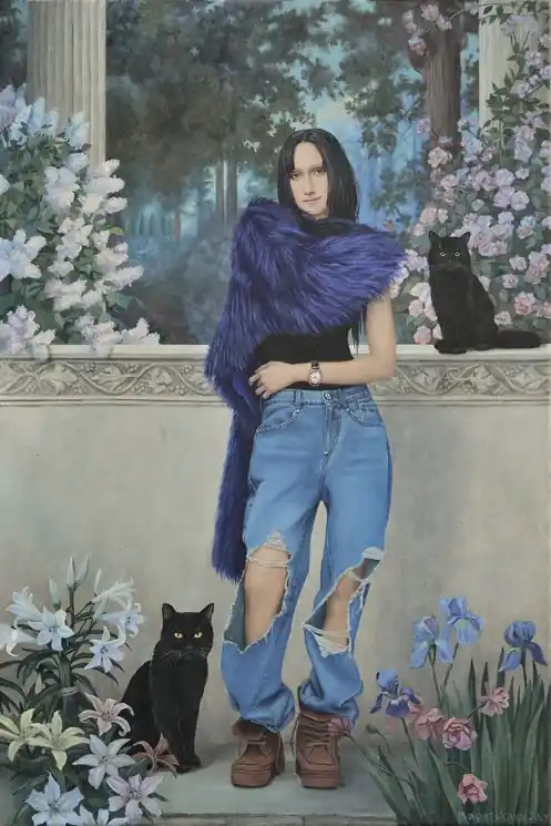 ▷ Contemporary painting with Mona Lisa - Spring by Nataliya Bagatskaya, 2024 | Acrylic Painting Worldwide Shipping