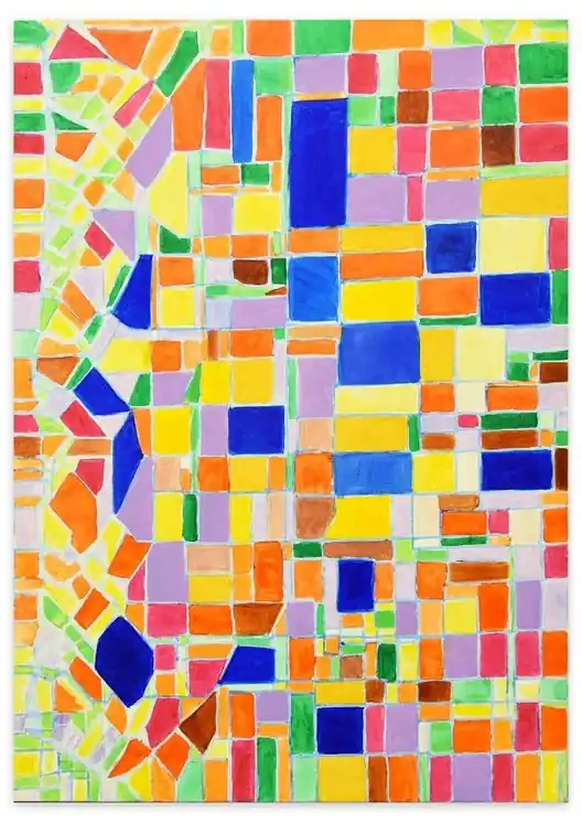 ▷ Geometric Grid by Giorgio Lo Fermo, 2019 | Oil Painting for Sale Don’t Miss Out