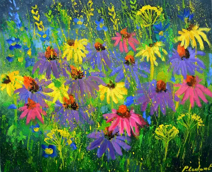 Warranty Included ▷ Rudbeckias 6525 by Pol Ledent, 2025 | Oil Painting for Sale