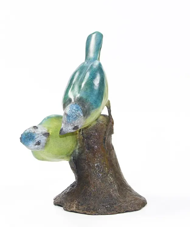Seasonal Sale ▷ Couple de mésanges bleues by Jean Lemonnier, 2020 | Bronze Sculpture for Sale
