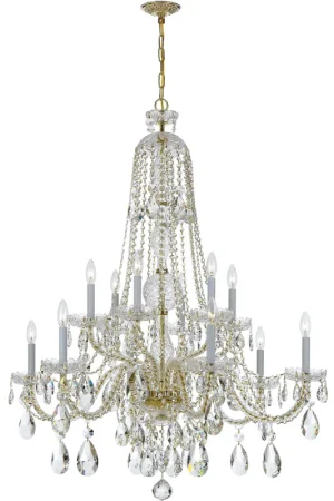 Certified Traditional Crystal 12 Light 37.5 inch Polished Brass Chandelier Ceiling Light in Clear Spectra
