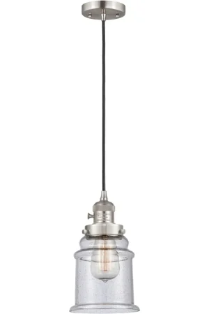 Original Franklin Restoration Canton 1 Light 6 inch Brushed Satin Nickel Mini Pendant Ceiling Light in Incandescent, Seedy
