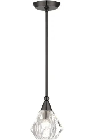 New Arrival Brussels 1 Light 7 inch Black Chrome Pendant Ceiling Light, Crystal, Single