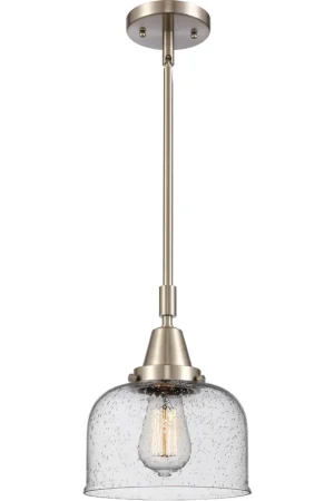 Franklin Restoration X-Large Bell LED 12 inch Brushed Satin Nickel Mini Pendant Ceiling Light in Seedy Glass Same Day Shipping