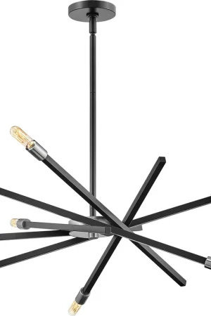 Archer 6 Light 26 inch Satin Black with Brushed Nickel Indoor Chandelier Ceiling Light Trending