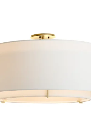 Exos 3 Light 29.3 inch Modern Brass Semi-Flush Ceiling Light in Natural Anna, Large Special Discount