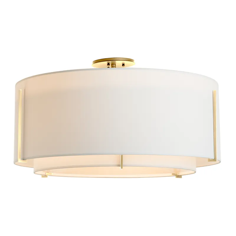 Exos 3 Light 29.3 inch Modern Brass Semi-Flush Ceiling Light in Natural Anna, Large Special Discount