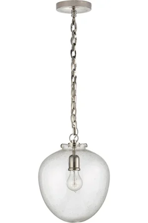Best Seller Thomas O'Brien Katie2 1 Light 10.5 inch Polished Nickel Acorn Pendant Ceiling Light in Seeded Glass