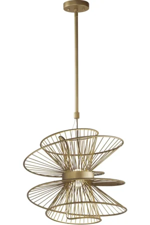 Zeta Suspension Pendant Ceiling Light in Natural Aged Brass Best Choice