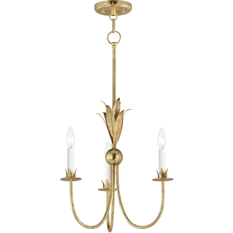 In Demand Paloma 3 Light 16 inch Gold Leaf Mini Pendant Ceiling Light
