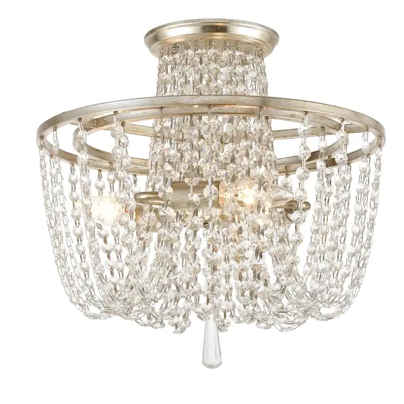 Save Now Arcadia 3 Light 15 inch Antique Silver Semi Flush Ceiling Light