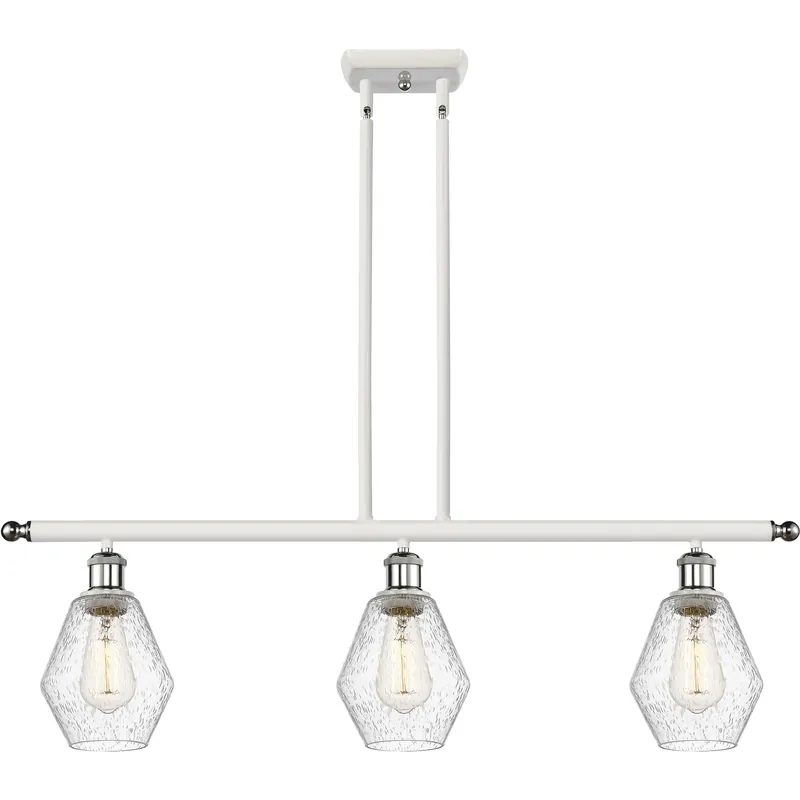 Ballston Cindyrella 3 Light 36 inch White and Polished Chrome Island Light Ceiling Light in Incandescent, Seedy Glass Seasonal Sale