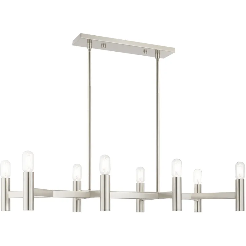 Copenhagen 8 Light 40 inch Brushed Nickel Linear Chandelier Ceiling Light Reduced Price