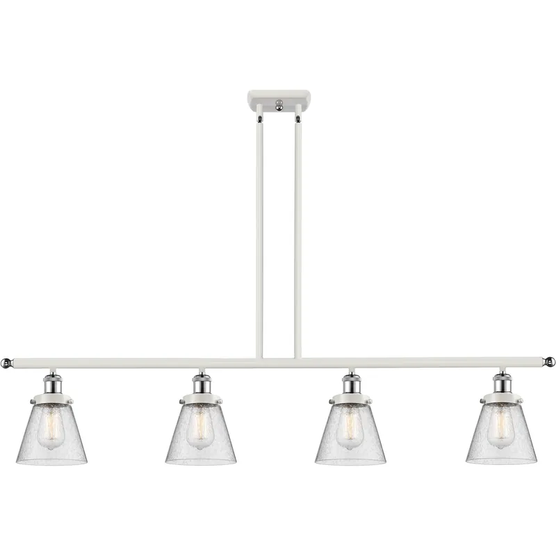 Ballston Small Cone LED 48 inch White and Polished Chrome Island Light Ceiling Light in Seedy Glass Time-Limited
