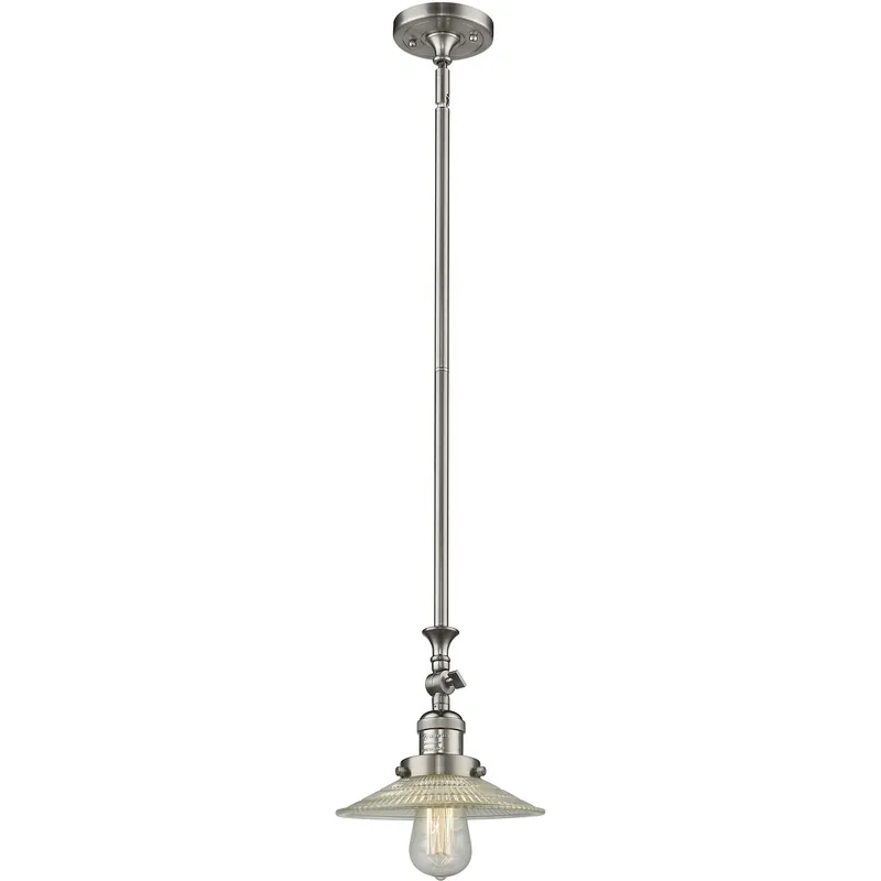 Big Sale Franklin Restoration Halophane 1 Light 8.5 inch Brushed Satin Nickel Mini Pendant Ceiling Light in Incandescent, Clear Halophane Glass, Franklin Restoration