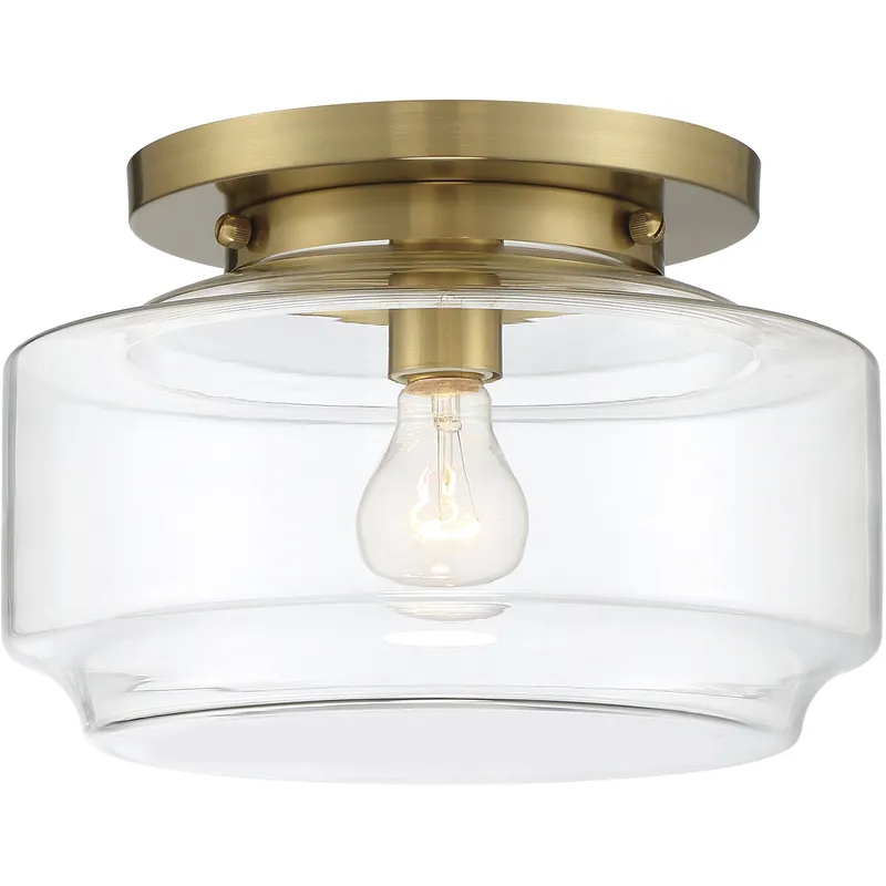 Modern Peri 1 Light 12 inch Satin Brass Flushmount Ceiling Light