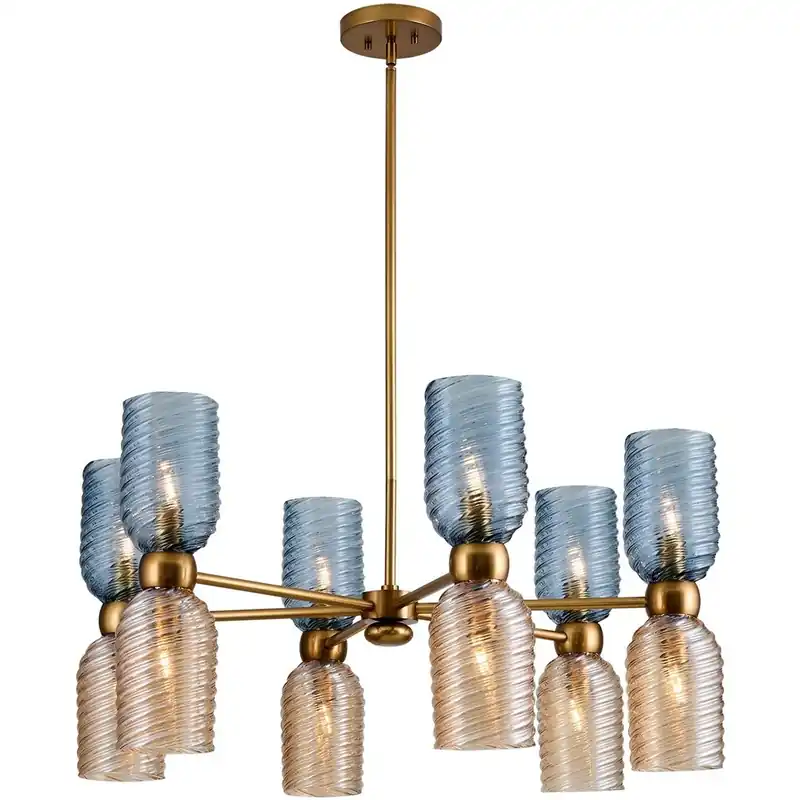 Azul 12 Light 36 inch Aged Gold Chandelier Ceiling Light Certified