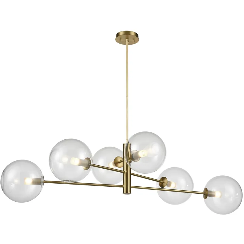 Cheap Courcelette Linear Ceiling Light in Clear Glass, Venetian Brass