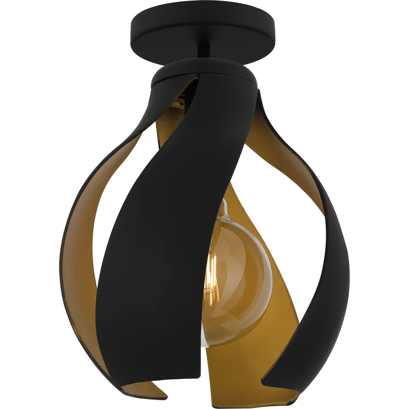 Kiko 1 Light 11 inch Matte Black Semi-Flush Mount Ceiling Light, Large Best Choice