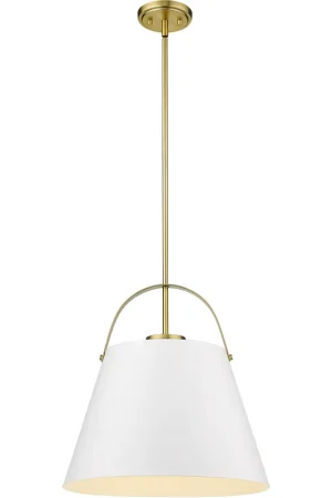 Z-Studio 1 Light 18 inch Matte White and Heritage Brass Pendant Ceiling Light Certified