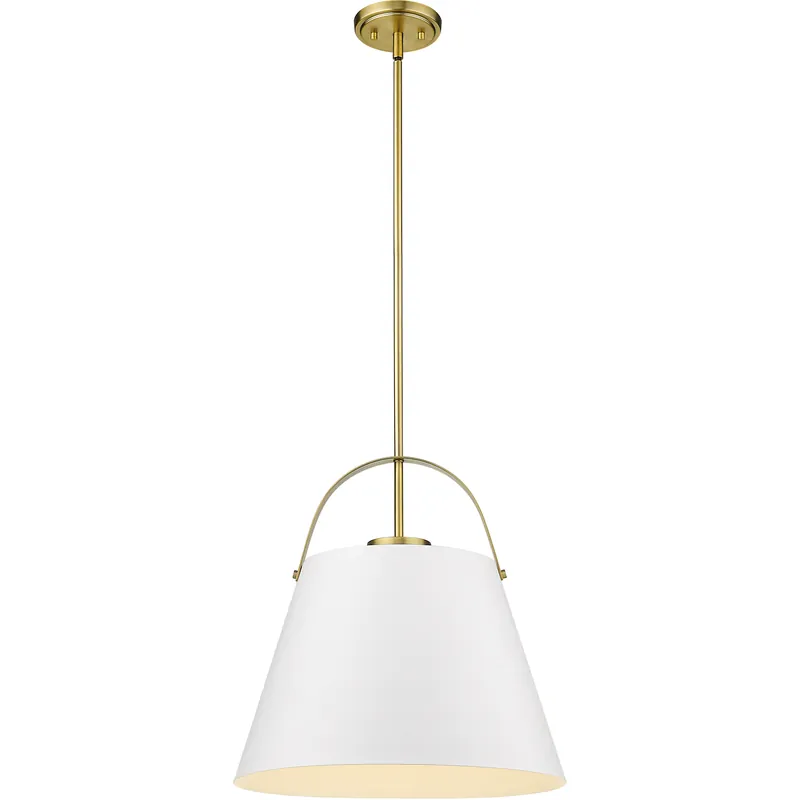 Z-Studio 1 Light 18 inch Matte White and Heritage Brass Pendant Ceiling Light Certified