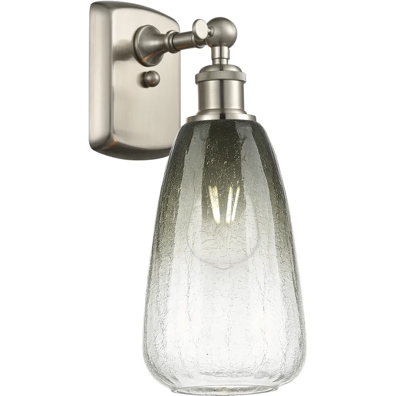 In Demand Ballston Brookhaven Almond Armed Sconce Wall Light in Brushed Satin Nickel, Slate Glass