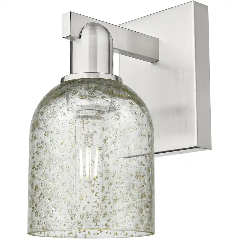 Arcadia Caledonia Armed Sconce Wall Light in Brushed Satin Nickel, Mica Free Returns