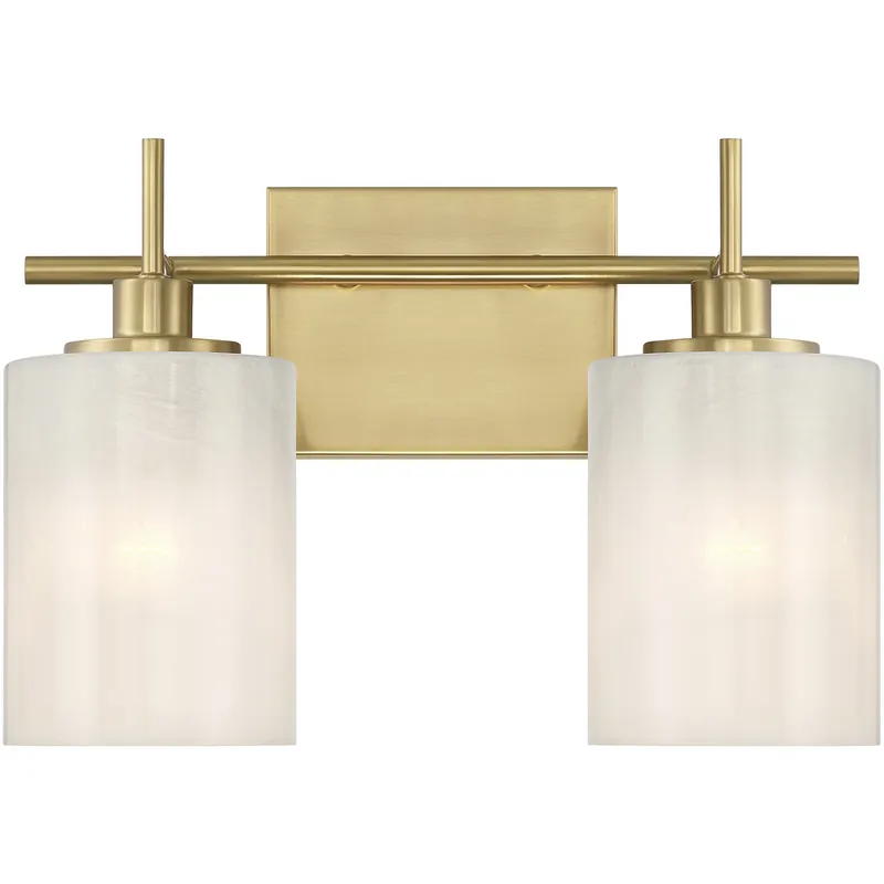 Modern 2 Light 14 inch Natural Brass Bathroom Vanity Light Wall Light High Quality
