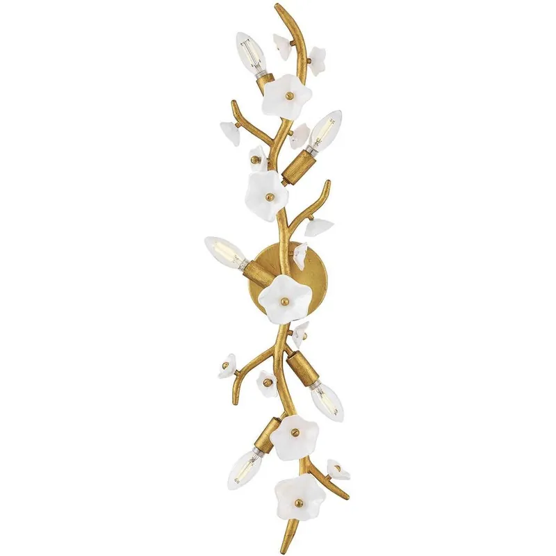 Azalea 5 Light 8 inch Distressed Brass Sconce Wall Light Fresh Stock