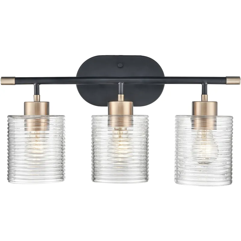 Renitta 3 Light 20.25 inch Matte Black/Modern Gold Bathroom Vanity Light Wall Light Next Day Delivery