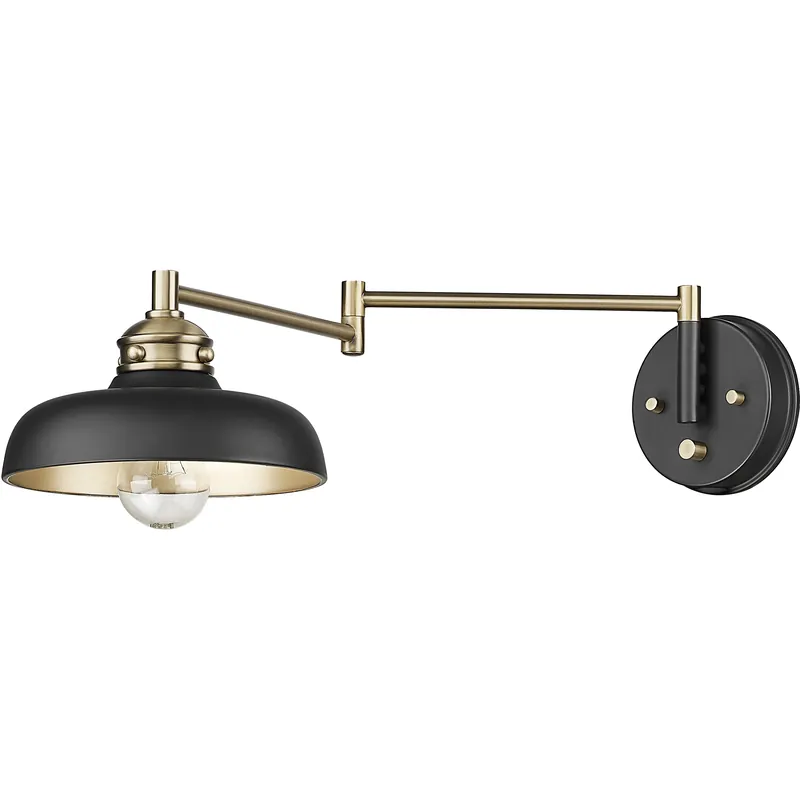 Hot Deal Ellison 24.75 inch 60 watt Matte Black/Vintage Brass Swing Arm Sconce Wall Light