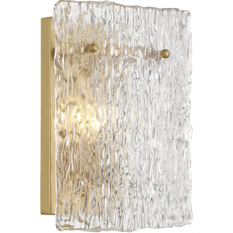 Brookstreet Wall Sconce Wall Light in Legacy Brass, Clear Handmade Glass Weekend Sale