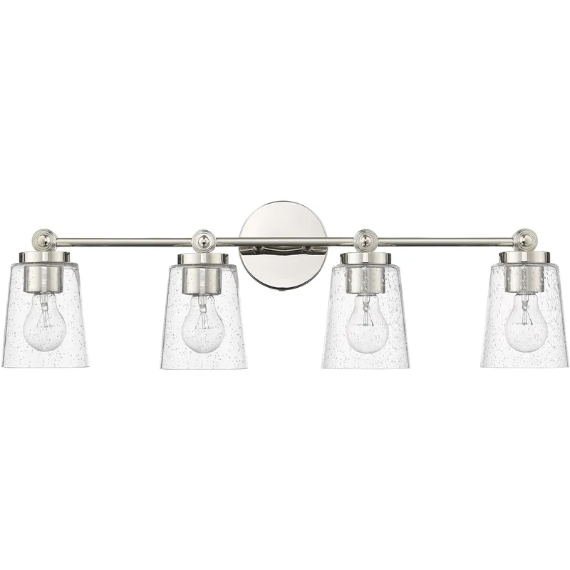 Fast Shipping Lauryn 4 Light 30.5 inch Polished Nickel Bathroom Vanity Light Wall Light