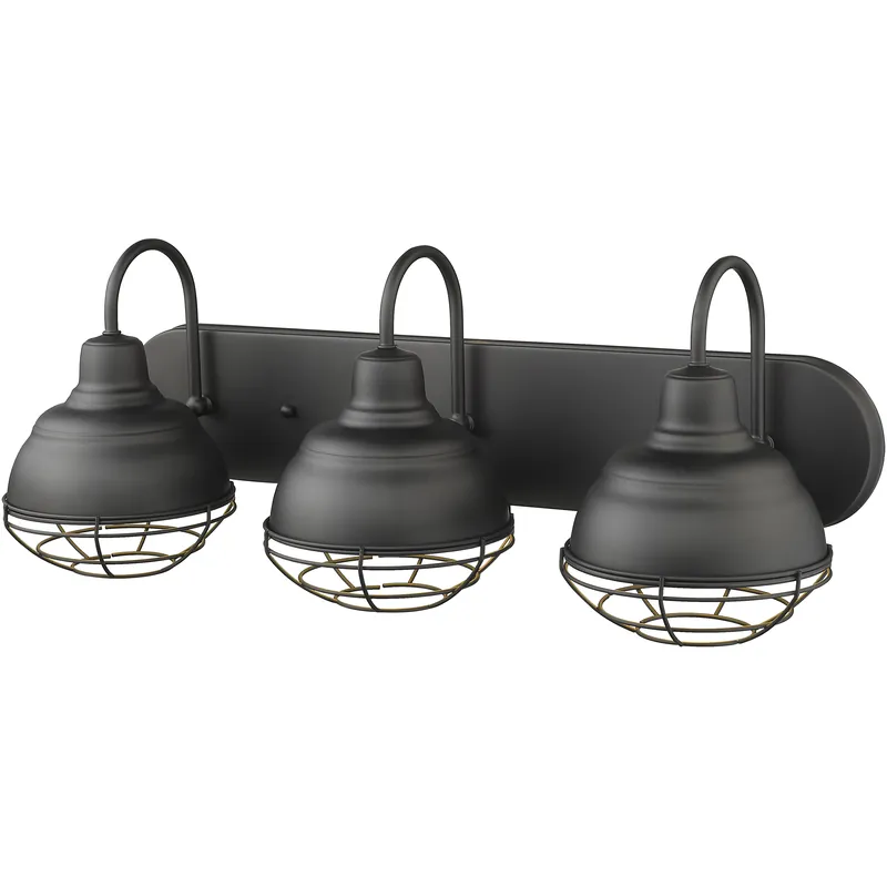 Exclusive Offer Neo-Industrial 3 Light 24.5 inch Matte Black Bathroom Vanity Light Wall Light