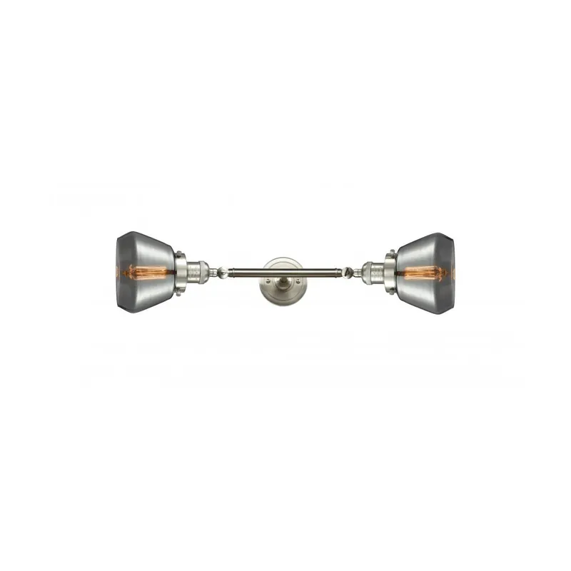 Trusted Brand Franklin Restoration Fulton 2 Light 7 inch Brushed Satin Nickel Bath Vanity Light Wall Light in Plated Smoke Glass, Franklin Restoration