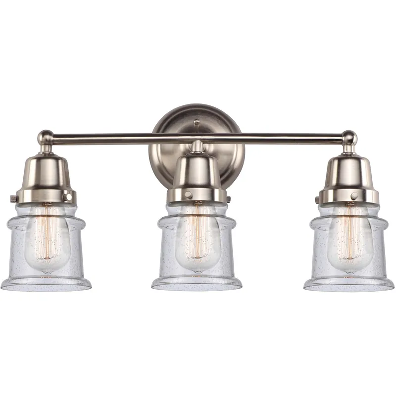 Instant Buy Aditi Small Canton 3 Light 21.25 inch Brushed Satin Nickel Bath Vanity Light Wall Light, Aditi