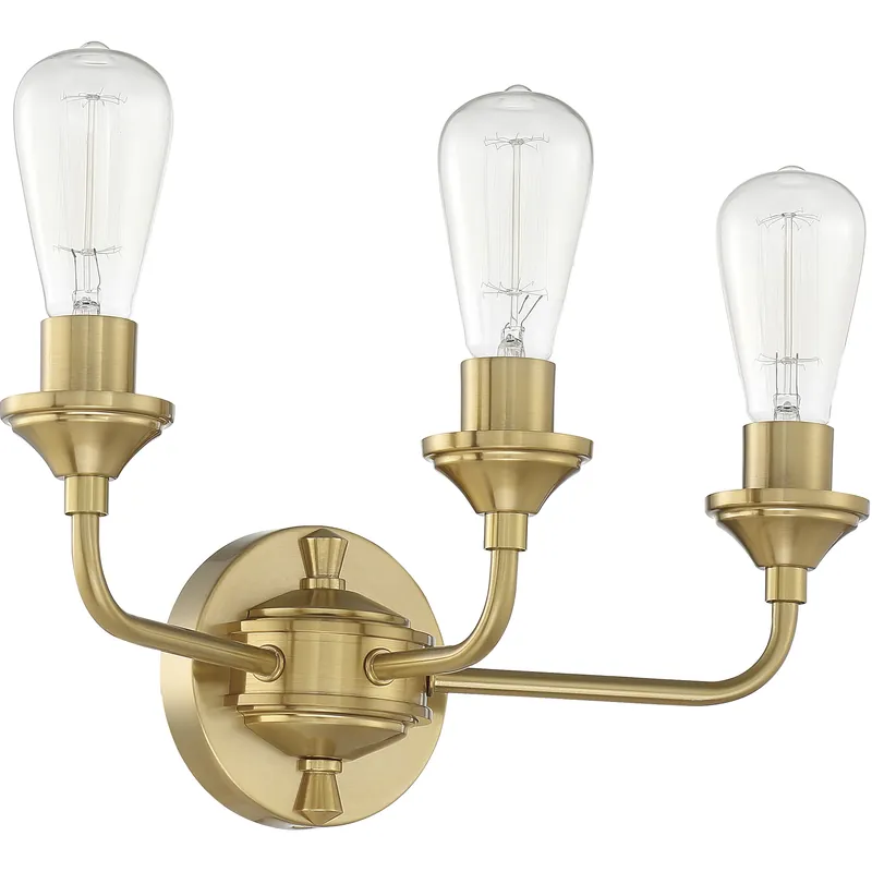 Sale Neighborhood Bridgestone 3 Light 16.25 inch Satin Brass Vanity Light Wall Light