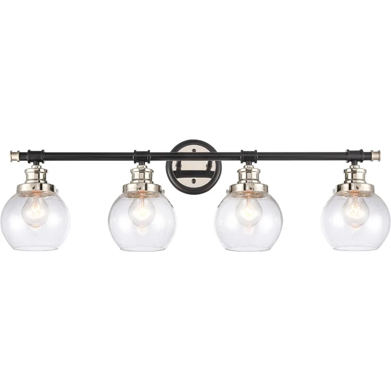 Original Saybrook 2 Light 33.25 inch Black Polished Nickel Bath Vanity Light Wall Light in Seedy Glass