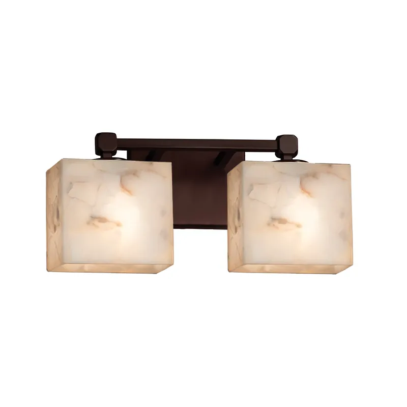 Factory Price Alabaster Rocks 2 Light 14.5 inch Polished Chrome Vanity Light Wall Light in Round Flared, Incandescent
