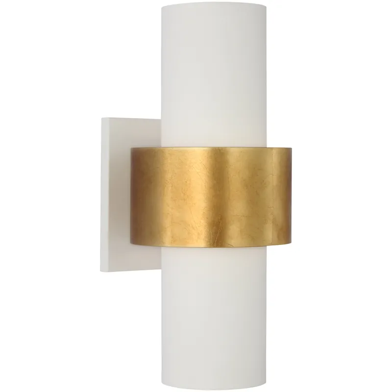 Same Day Shipping Visual Comfort Signature Collection Julie Neill Chalmette LED 6 inch Plaster White and Gild Layered Sconce Wall Light, Medium JN2300PW/G - Open Box