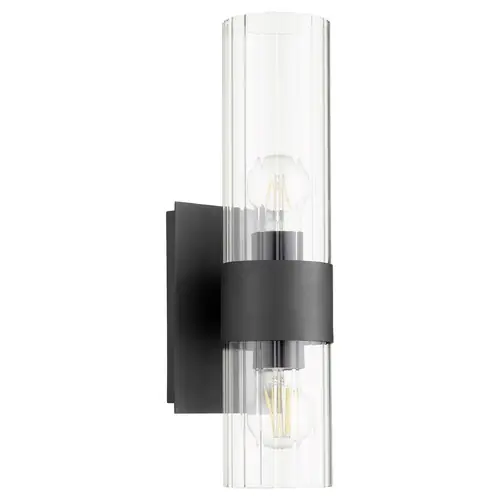 16.5-Inch Wall Sconce in Black with Clear Fluted Glass by Quorum Lighting One Day Deal