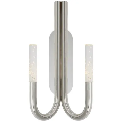 Modern Kelly Wearstler Rousseau Double Sconce in Nickel by Visual Comfort Signature