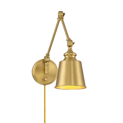 Trending Meridian Natural Brass Plug and Cord Wall Lamp Set of 2