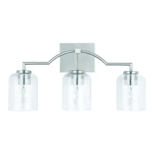 Carter Brushed Nickel 3-Light Bath Light with Clear Seeded Glass by HomePlace by Capital Lighting Modern