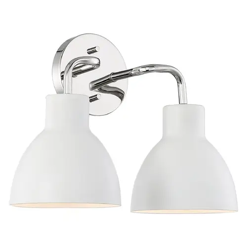 Exclusive Sloan Polished Nickel & White Bathroom Light by Nuvo Lighting