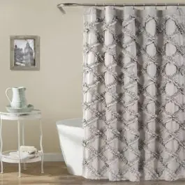 Discount Smoky Ruffle Diamond Shower Curtain