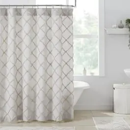 Frayed Diamond Pattern Shower Curtain Free Delivery