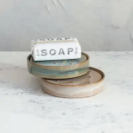 Glazed Stoneware Soap Dish With Tray Set of 2 Markdown